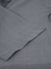 EMERY ROSE 2pcs Plus Size Women's Solid Color Long Sleeve Front Tie Blouse And Pants Two Pieces Casual Set Fall Cloth For Women - Grey - View 4