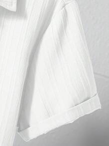 Conjunto de 2 piezas para adolescente: Camisa de manga corta y pantalón corto de unicolor informal, para verano, vacaciones y viajes