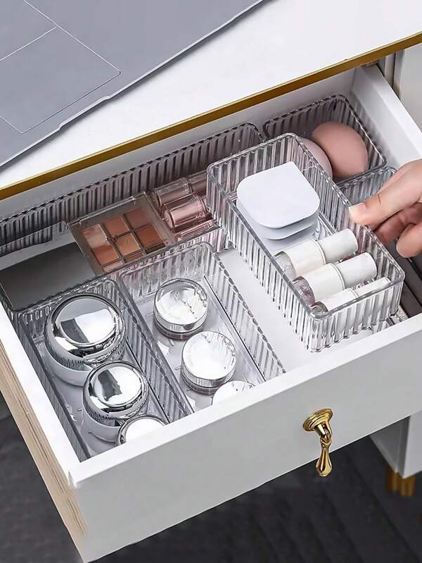 Drawer Storage Box Built-In Compartment Light Luxury Acrylic Desktop Storage Box Square Cosmetic Transparent Box
