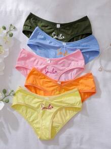 Set de 5 piezas/paquete de ropa interior minimalista y cómoda para niñas y adolescentes - Multicolor - Ver 3