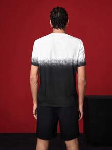 Betty Boop x SHEIN Conjunto de camiseta de manga corta y pantalones cortos de verano casuales para hombre con figura de dibujos animados y gráfico de letras