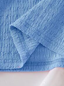 Girls Ruffle Design Short Sleeve Top And Pants Set - Blue - View 6