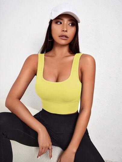 Core Rhythm Seamless Women Solid Ribbed Cropped Sports BH Workout view 2