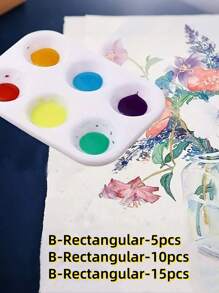 5/10/15pcs White Round Plastic Paint Palettes For Students To Paint In School Projects Or Art Classes, Back To School Supplies, Home Essentials,Back To School,School Supplies - White - View 6