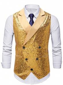 Manfinity AFTRDRK Men's Plain Sequin Decorated Sleeveless Vest, Minimalist & Fashionable
