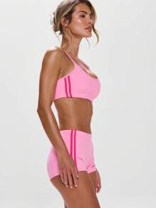 Musera Sport Scoop Neck Striped Side Cropped Cami Top Active Workout Gym Hike, Padel, Tennis, Pickleball Gym Fitness Yoga Pilates Fall Daily Casual