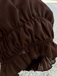 Aloruh Sexy Solid Color Backless Halter Crop Top + Ultra Long Skirt, Summer Set, Fairycore - Brown - View 8