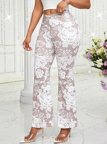 SHEIN Lady Women Solid Color Lace Pants, Fashionable For Summer - White - View 1