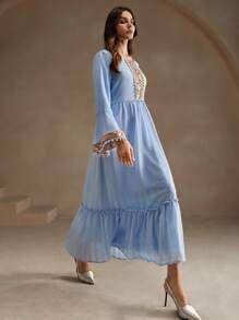 Anewsta Elegant Embroidered & Beaded A-Line Dress For Women