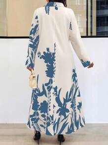 Calvaya 大码女式休闲花卉印花宽松衬衫裙，春秋季长款女装 - 彩色 - 查看 2