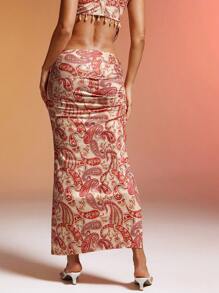 Hauture Asymmetric Printed Skirt With High Slit Ibiza - Multicolor - View 3