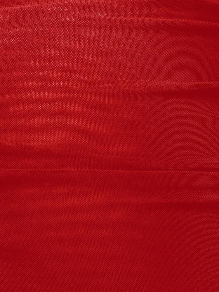 SUMWON WOMEN ドローストリングとアシンメトリーヘムが特徴のボディコンシャーリングメッシュミニスカート