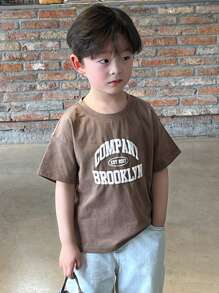 DAZY Young Boy Letter Print Round Neck Short Sleeve Casual T-Shirt
