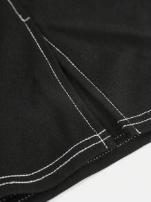 Girlism 少女黑色明线开衩喇叭裤，适合派对、节日、宴会、早午餐、生日场合、新年、返校节、舞会