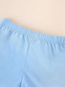 SHEIN Conjunto de camisa de manga corta a rayas y shorts para bebé niño