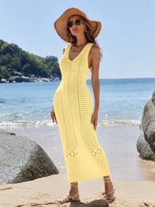 Breezaya 女士无袖纯色针织休闲度假连衣裙