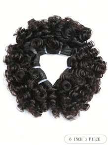 Bouncy Curly Human Hair Bundles Double Draw  6inch Short Cut Remy Human Hair Extensions Natural Black Brown Color