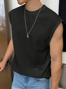 SWAVVY Men Letter Patched Detail Tank Top - Black - View 7