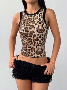 Comfortcana Women Elegant Leopard Print Sleeveless Top, Minimalist Fashion Casual Everyday