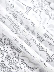 Swim Chiccia Plus Size Women Floral Lace Side Tie Cover-Up & Mini Skirt Set For Vacation For Summer - Black - View 14