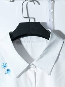 EMERY ROSE PLUS SIZE LUNE Women Ink Print Regular Fit Shirt,Short Sleeve Tops - Multicolor - View 7