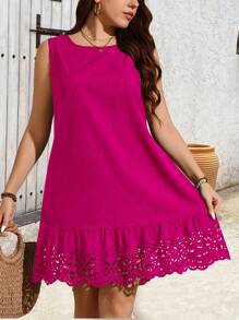 SHEIN LUNE Abito a stampa da donna con scollo rotondo e senza maniche, taglie comode
