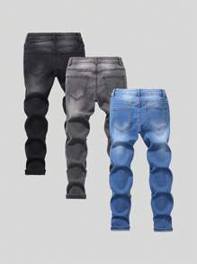 SHEIN Jungen Straßencoole Lässig Gewaschen Blaue Jeans