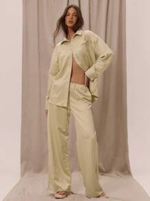 MUSERA Camisa de manga larga con textura oversize, elegante ropa de playa bohemia romántica para vacaciones de y verano, ideal como cubreplaya para el aeropuerto - Amarillo - Ver 5