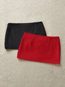 Comfortcana 双色休闲百搭简约迷你裙（带衬里） - 彩色 - 查看 7