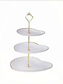 三层心形蛋糕架，适用于创意婚礼、生日派对、糖果、甜点、下午茶、情人节、情人节婚礼、生日、派对礼品、派对、情人节、黑色情人节、情人节婚礼 - 白色 - 查看 6