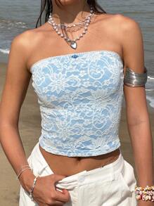 Jouncy Women's Summer Beach Casual Lace Tube Top - Multicolor - View 4