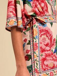 Travachic 女式编织花卉印花无袖连体衣 - 米色 - 查看 3