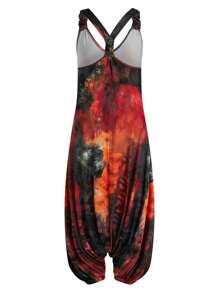 SHEIN Holidaya Damen Große Größen Batik Bedruckter Jumpsuit mit Trägern, weites Bein, locker, bohemian Stil