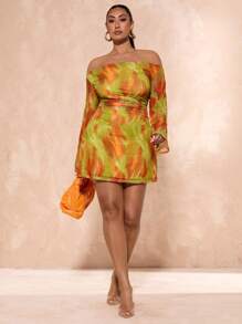 SHEIN BAE Đầm ôm sát cổ chữ V họa tiết lưới hoa cỡ lớn thanh lịch dành cho nữ, dáng dài, ôm sát, tôn dáng, thích hợp mặc hàng ngày, đi chơi, hẹn hò, tiệc trà chiều, đi nghỉ, mùa xuân/hè, mùa tựu trường dành cho nữ, trang phục trang trọng thanh lịch, đầm đi biển, trang phục ngày lễ phong cách Boho, tốt nghiệp - màu xanh lá - Xem 1