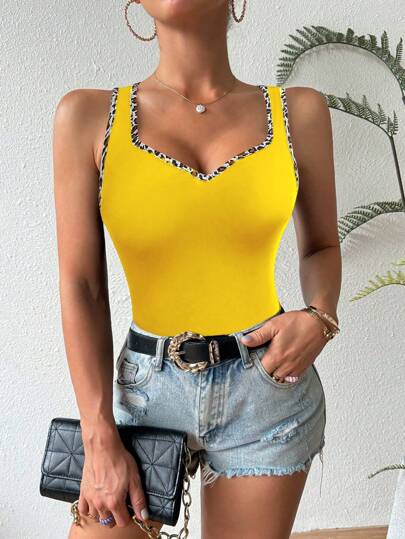 Zolique Chaleco con estampado de leopardo y patchwork para mujer