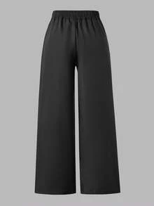 2 件套青少年女孩休闲运动字母与图标图形印花白色长袖针织 T 恤和阔腿裤配抽绳运动服 - 杏色 - 查看 8