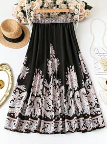 SHEIN LUNE Gonna casual ed elegante da vacanza, stampata, taglie comode