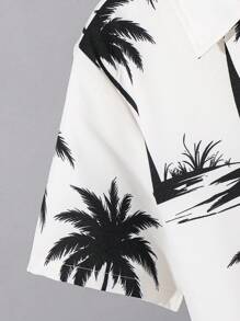 SHEIN 2pcs/Set Tween Boys Casual College Style Hawaiian Shirt & Shorts Set, Suitable For School, Commute, Daily Life, Sports, Spring/Summer