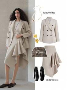 MOTF PREMIUM WOOL DOUBLE BUTTON BLAZER - Apricot - View 7