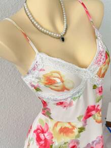 SHEIN Unity Women's Lace Patchwork Dress, Fashionable & Suitable For Summer - Apricot - View 3