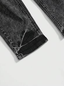 ROMWE Grunge Punk Jeans pitillo de mujer con bolsillos y efecto desgastado vintage lavado