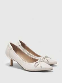 CUCCOO BIZCHIC All-Black Pointed Toe Comfortable Commuter High Heels For Christmas - Beige - View 2