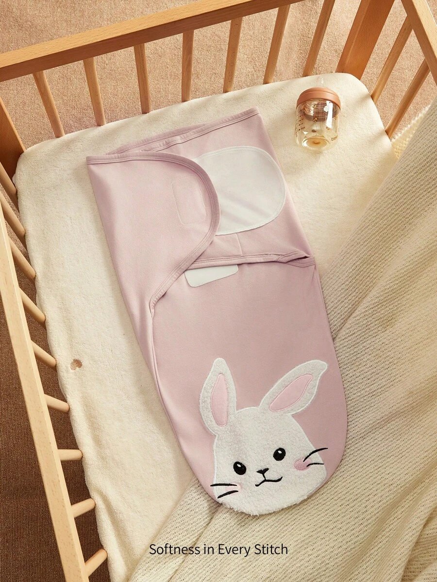 Cozy Pixies 1pc Soft, Skin-Friendly Rabbit Applique Baby Sleeping Bag, Single Layer - Pink - View 1