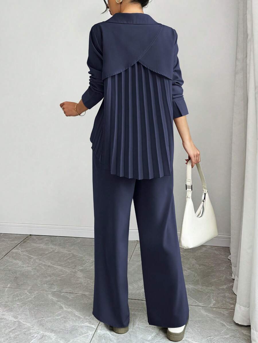 Chiquease 2 件套女士休闲长袖褶皱上衣