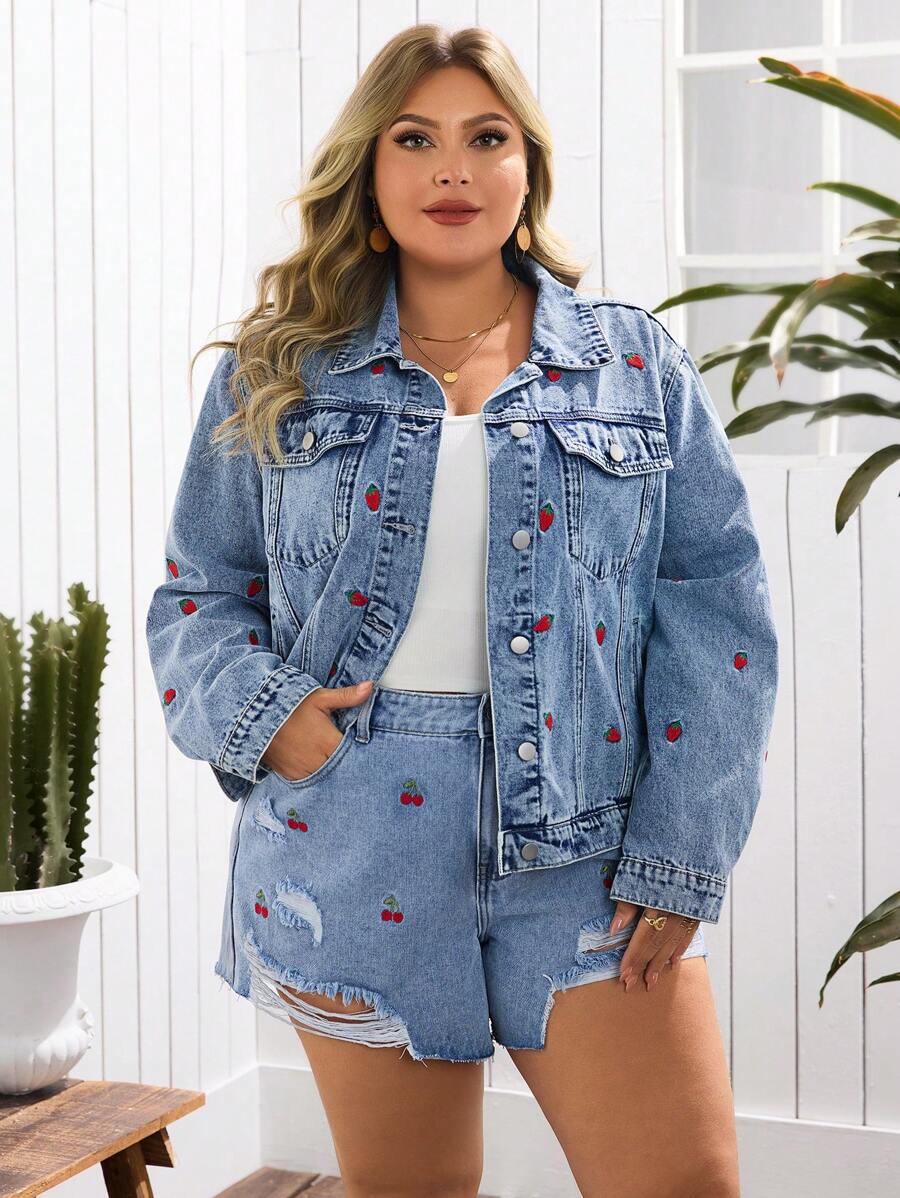Breezaya Plus Size Denim Jacket, Minimalist & Fashionable, Suitable For Summer