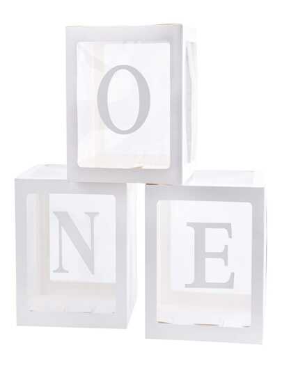 SHEIN 1 Set Of Boxes With Letters For Shower,Clear Shower Decorations Block Boxes For Gender Reveal,Transparent Balloon Box Backdrop Shower & Birthday Party
