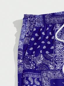 Manfinity VCAY Men's Vacation Casual Woven Patchwork Print Pants - Purple - View 5