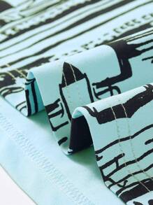 Manfinity Homme Men's Letter & Architecture Print Round Neck Short Sleeve Casual T-Shirt - Baby Blue - View 5