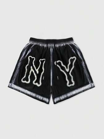 Street Life Shorts casuales para hombres con gráfico de letra de impresión de borde