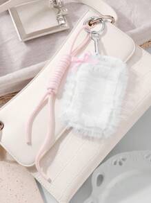 ROMWE Kawaii 1 件简约优雅甜美优质白色网状蝴蝶结透明卡夹，带可调节挂绳，适合办公室职员、学生、女士、日常使用、节日礼物